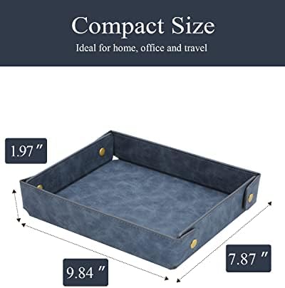 CASIRENA Faux Leather Valet Tray Organizer for Men - Catch-All Tray for Entryway Table Key, Wallet, Watch, Coin Change, Phone, Dresser EDC Dump Jewelry, Bedside Nightstand Desk-top - Image 4