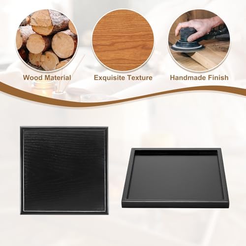 Wooden Serving Tray Square Wood Serving Tray Decorative Platter, 13x13 Inch Fit for Home Decor Kitchen Coffee Table Candle Holder, (Black) - Image 4