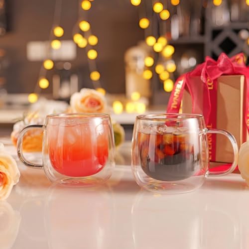 CNGLASS 12oz Double Walled Glass Coffee Mugs(2-pack),Clear Coffee Cups with Handle,Glass Espresso Mugs for Latte,Cappuccino,Tea - Image 5