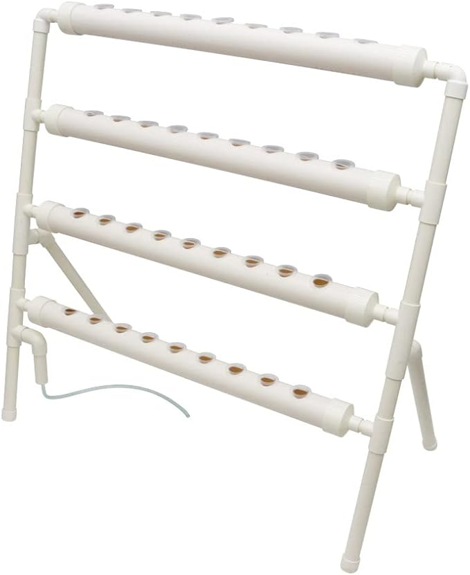 Wall-Mounted Hydroponic Grow Kit 36 Plant Sites Hydroponics Planting System 4 Food-Grade PVC Pipes Hydroponic Gardening Indoor System with 110V Well Pump,Planting Sponge,Hose