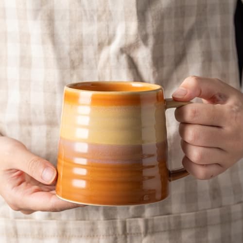 15.5oz Large Heavyweight Ceramic Mug, Reactive Glaze (Orange) - Image 2