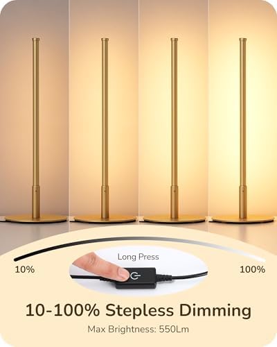 EDISHINE LED Table Lamp, Modern Dimmable Desk Lamps Metal Finish, Gold - Image 4