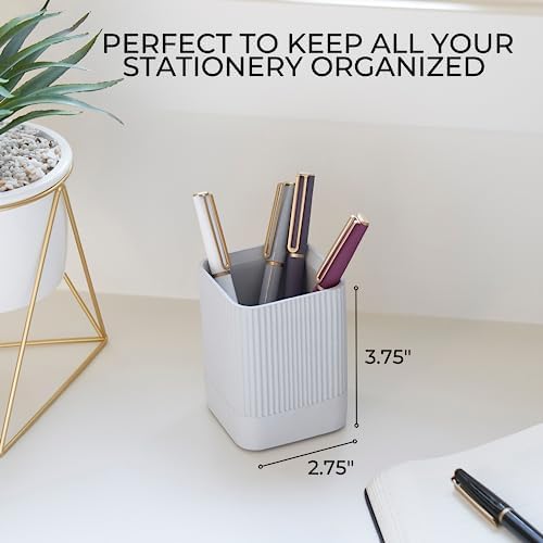 KIBAGA Aesthetic Pen Holder for Desk - Modern Concrete Pencil Holder & Cup - Image 3
