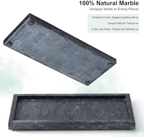 Natural Marble Vanity Tray, Stone Organizer for Bathroom & Kitchen - Image 3