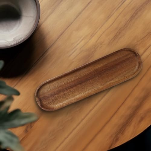Wooden Tray Brown Pen Tray, Wood Desk Accessories, Minimalist Pen Rest Suitable for School, Home, Office Desk Art Accessories (9.8 * 2.8in) - Image 2