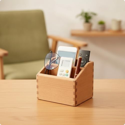 Sturdy Open-Top Wooden Desk Organizer | No Installation Required, Solid Wood Desktop Organizer with Divided Compartments, Compact, Stationery Holder, for Living Room, 150x120x120mm - Image 2