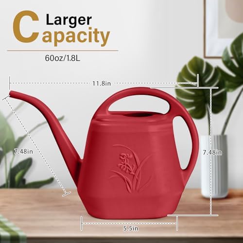 Hand Watering Can - for Home Plant Garden - 1/2 Gallon - Wine Red - Image 2