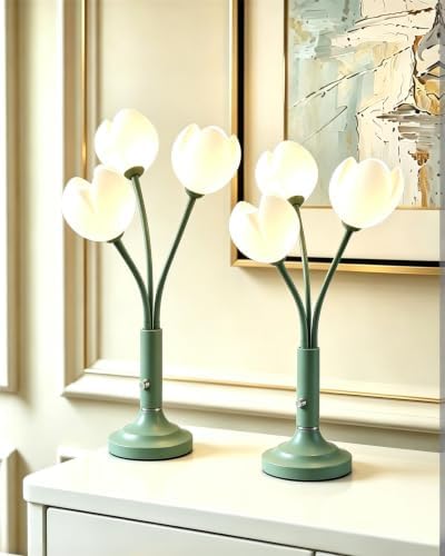 Lightdot 3-Light Tulip Table Lamp Set of 2 with LED Bulbs Included by LightdotLighting