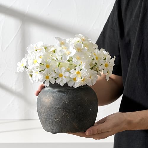 SIDUCAL Ceramic Flower Vase with Wide Mouth Lace, 5.1 Inch Pottery Rustic Farmhouse Boho Vases, Small Terracotta Vase for Home Decor, Table, Living Room, Bathroom, Shelf, Wedding, Bronze - Image 4