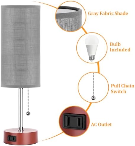 Dott Arts Table Lamp for Bedroom, 3-Color Bedside Lamps with Pull Chain - Image 4