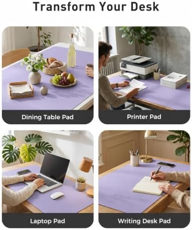 Aothia Faux Leather Desk Mat Mouse Pad, 63" x 17", Light Purple - Image 6