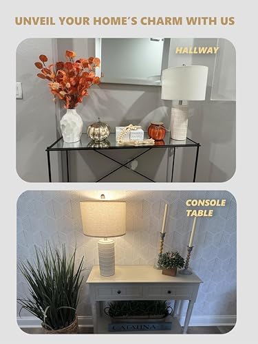 PoKat 23'' Bedside Table Lamp for Bedroom Nightstands, Modern Ceramic Decor - Image 2