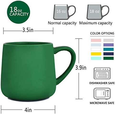 Bosmarlin Large Glossy Ceramic Coffee Mug, Tea Cup for Office and Home, 18 oz, Suitable for Dishwasher and Microwave, 1 Pack (Dark Green) - Image 3