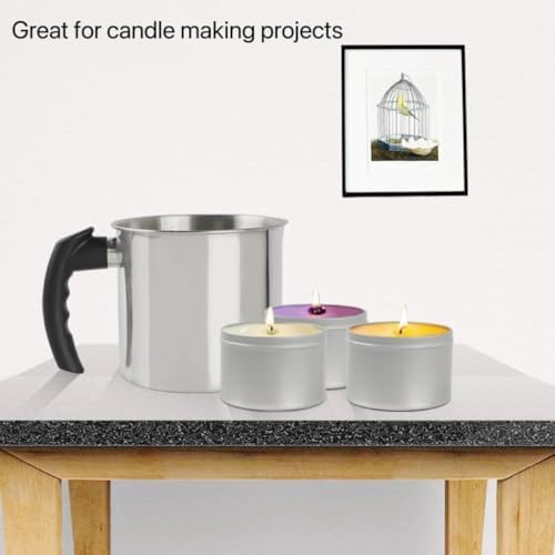 Harnico Candle Making Pouring Pot 1.3L Wax Pouring Pot Candle Making Pitcher with Heat-Resistant Handle and Dripless Pouring Spout Design with Candle Jars, Wicks, Stickers, Centering Device - Image 6