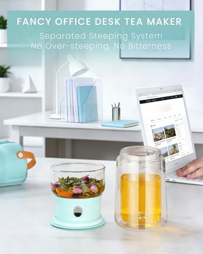 ZENS Modern Glass Infuser Teapot, One Touch Tea Release Loose Tea Maker - Image 5