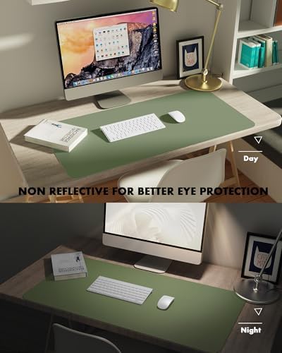 YSAGi Double-Sided Desk Pad, 31.5"x15.7"Leather Desk Mat, Eco Cork Desk Pad Protector,Large Mouse Pad,Waterproof Desk Blotter for Office/Home(Bamboo Green) - Image 4