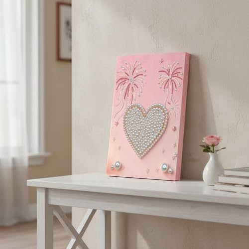 DIY Pearl Painting with Frame, Creative Design, Handmade Stress-Relieving Home Wall Decoration, Includes Frame and Tools-Heart - Image 3