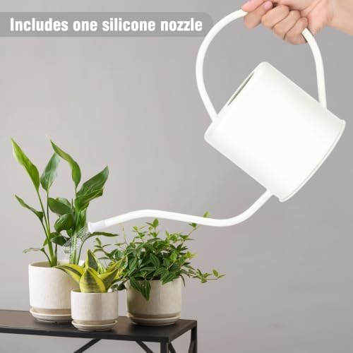 Plant Watering Can, 50 oz / 1500 ml Stainless Steel Metal - Modern Decorative with Long Spout for Indoor Potted Plants, Bonsai, Garden Flowers, Cream White - Image 4