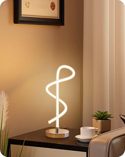 Modern LED Table Lamp, Bedside Lamp with 3 Color Temperatures, Adjustable Brightness, 360° LED Lighting Spiral Design, Sliver Desk Lamp, Spiral Lamp for Bedroom, Living Room, Office, S63TL05 - Image 7