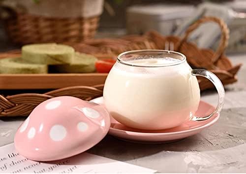 Glass Teacup Mushroom Shape Coffee Mug Teacup Saucer Set with Filter Cup - Image 5