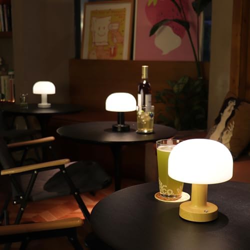 Cordless Rechargeable Mushroom Table Lamp, Dimmable 3-Color Night Light - Image 4