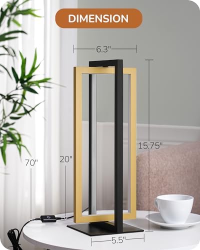 EDISHINE LED Table Lamp Set of 2, Modern Dimmable Nightstand Lamps, Gold - Image 6