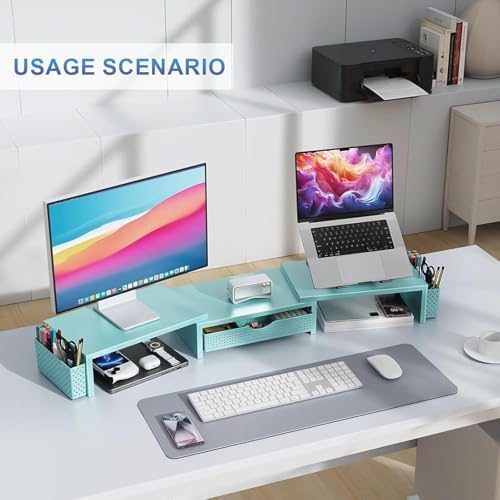 gianotter Dual Monitor Stand Riser With Drawer and 2 Pen Holders - Image 5