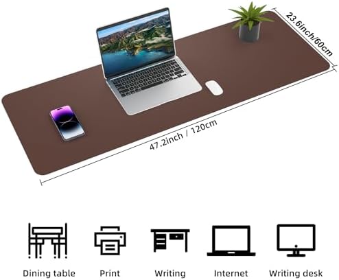 AFIING Cork Desk Mat 47" x 23.6", Dual-Sided Natural Cork & PU Leather Desk Pad, Non-Slip Waterproof Large Mouse Pad for Office, Home & Gaming (Coffee) - Image 2