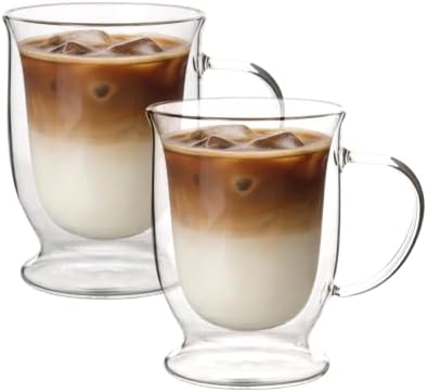 HillSpring 12oz Double Walled Glass Coffee Mugs, 2-Pack by HillSpring