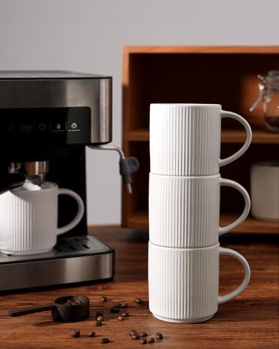 famiware Coffee Mug Set of 8, Star 12 oz Ceramic Mugs Cups Set with Handle - Image 5