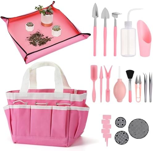 ANPHSIN 44pcs Small Gardening Tools Gifts for Women Beginners, Pink by ANPHSIN