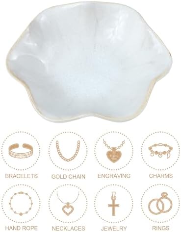 ARTIBETTER Ceramic Jewelry Plate Lotus Leaf Trinket Dish Jewelry Organizer Ring Holder Vintage Light Office Decor Gift for Mom Friends Sisters - Image 3