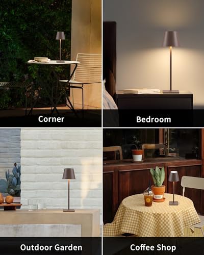 KDG 2 Pack Cordless Brown Table Lamps, Rechargeable Portable LED Desk Lamps - Image 6