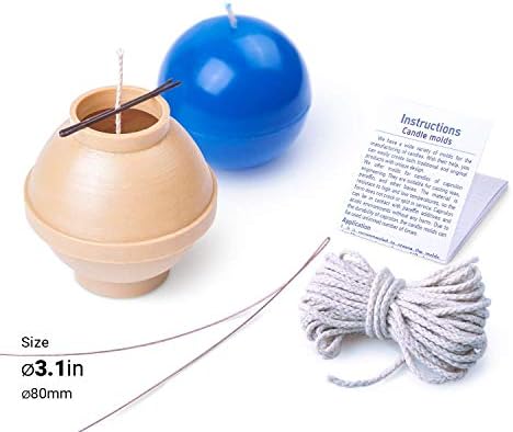 Ball Diameter: 3.1 in - Sphere - 30 ft. of Wick Included as a Gift - Plastic Candle molds for Making Candles - Image 2