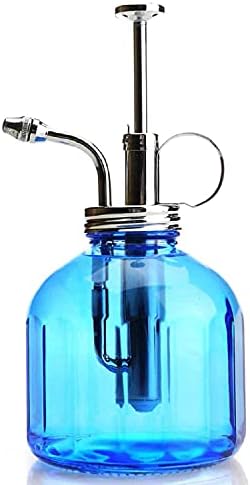Plant Mister- Blue Color Glass Bottle & Brass Sprayer (Chrome) by Purism+Style