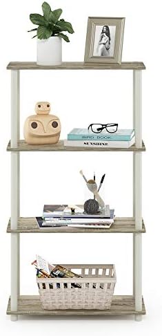 Furinno Turn-N-Tube Toolless 4-Tier Storage Shelves, Sonoma Oak - Image 6