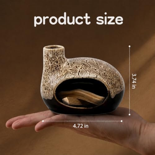 Handcrafted Ceramic Palo Santo Holder – Artistic Incense Burner for Meditation, Mindfulness and Zen Home Decor – Wabi-Sabi Style Cone Sculpture, Gift for Yoga, Relaxation & Aromatherapy (White) - Image 3