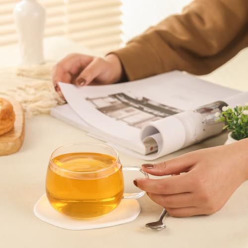 Glass Tea Cups Set of 2, Clear Borosilicate Glass Teacups with Handle for Tealover, Dishwasher & Microwave Safe Large Coffee Mugs for Espresso Cappuccino Latte Juice, 12OZ/360ML - Image 4