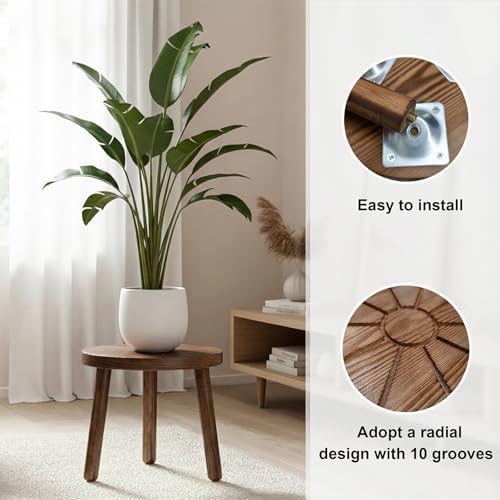Delma Wood Plant Stands 3-Pack Indoor, Plant Stool, Dark Brown - Image 2