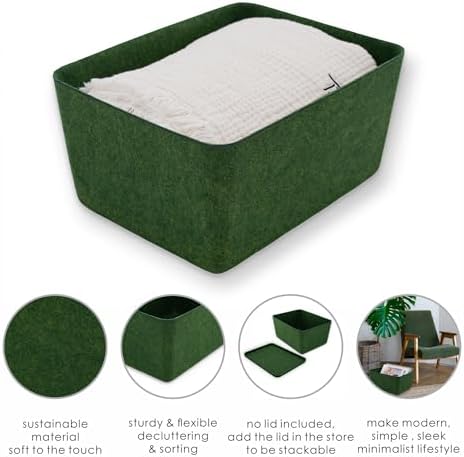 Welaxy Felt Deep Drawer Organizer Medium Forest Green Closet Storage Bin - Image 5