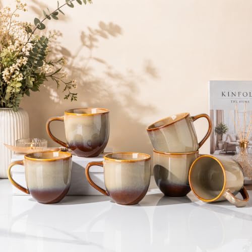 theterra Ceramic Coffee Mugs Set of 6, 12 oz Coffee Cups with Handle by TheTerra