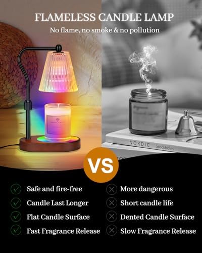 Engpure Candle Warmer Lamp with 7 LED Colors Lamp,Candle Warmer with Timer Dimmer Adjustable Height,Christmas Gift for Women Mom,Birthday Gifts for Women Mom - Image 5
