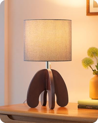 EDISHINE 14.37'' Small Table Lamp, Vintage Bedside Lamp, Linen Shade, E26 by EDISHINE