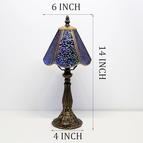 Small Tiffany Style Table Lamp Amber Stained Glass Lamp 14 Inch - Image 2