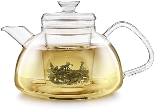 Teabloom Innovative Filtered Borosilicate Glass Teapot With Microdot Whole Leaf Tea Glass Infuser, 40 ounces – A Pure & Immersive Tea Experience – Tea Purist's Choice by Teabloom
