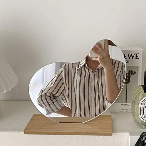 Acrylic Makeup Mirror for Desk with Stand Aesthetic Desk Decor Vanity Mirror Frameless Table top for Bedroom,Living Room and Minimal Spaces Room Decor (Bean) - Image 3