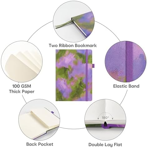&And Per Se Lined Hardcover Notebook – A5 5.7"x8" College Ruled, 160 Pages, 100gsm Thick Paper – Aesthetic Journal for Women, Gift-Ready Planner, Everyday Writing Notebook (Lavender Grove) - Image 5