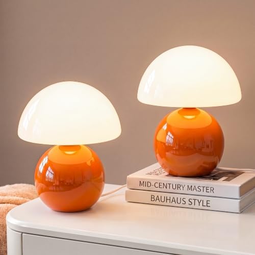 Dawnwake Mushroom Lamp Table Lamps Set of 2 for Bedroom Living Room,Orange by Dawnwake