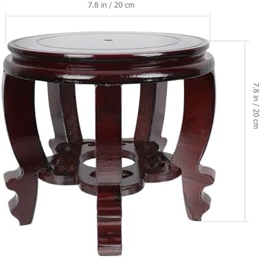 DOITOOL Large Plant Stool Wood Planter Stand Round Wooden Fish Tank Stand Oriental Style Indoor Plant Stand Wooden Display Base - Image 4