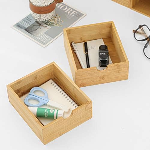 Bamboo Desk Organizer with Drawers, 3-Drawer Desktop Storage Box - Image 5